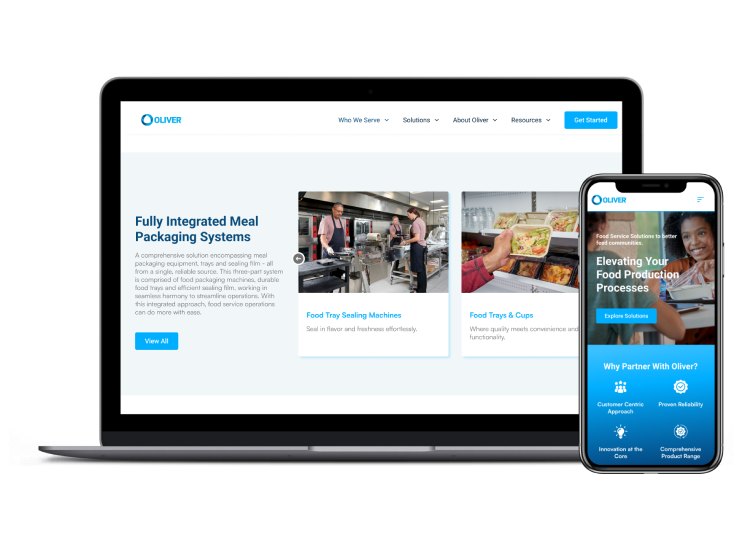 Oliver's website displayed on a laptop and mobile phone